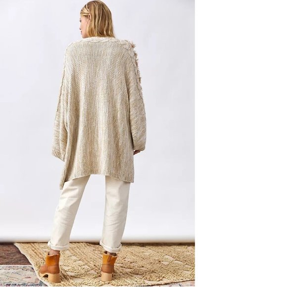 Anthropologie Braided-Sleeve Cardigan one size new - Picture 3 of 5